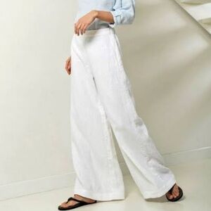 LOFT White Wide Leg linen Women's Pants